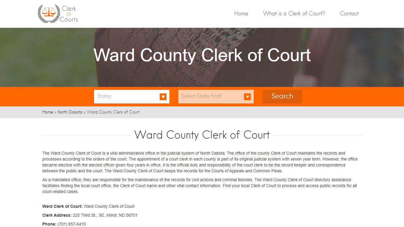 Find Your Ward County Clerk of Courts in ND - clerk-of-courts.com