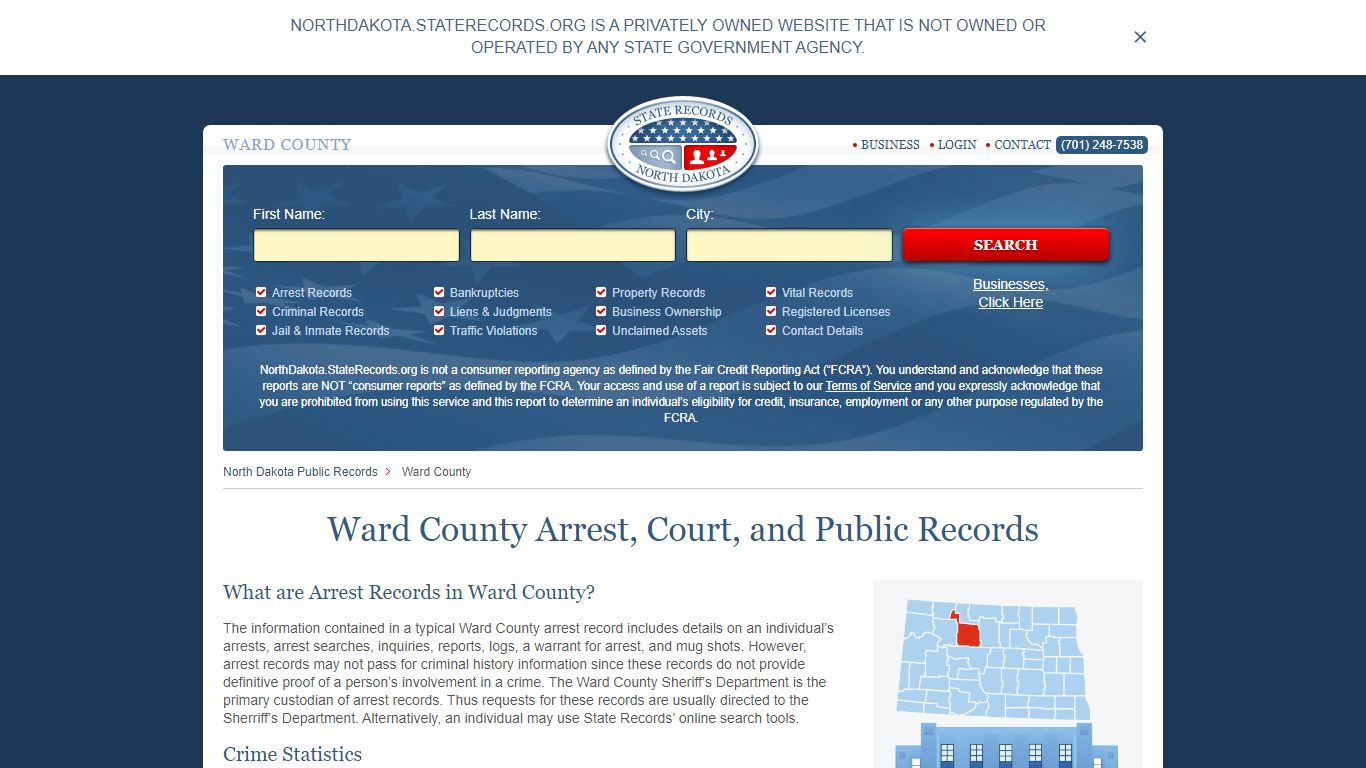 Ward County Arrest, Court, and Public Records